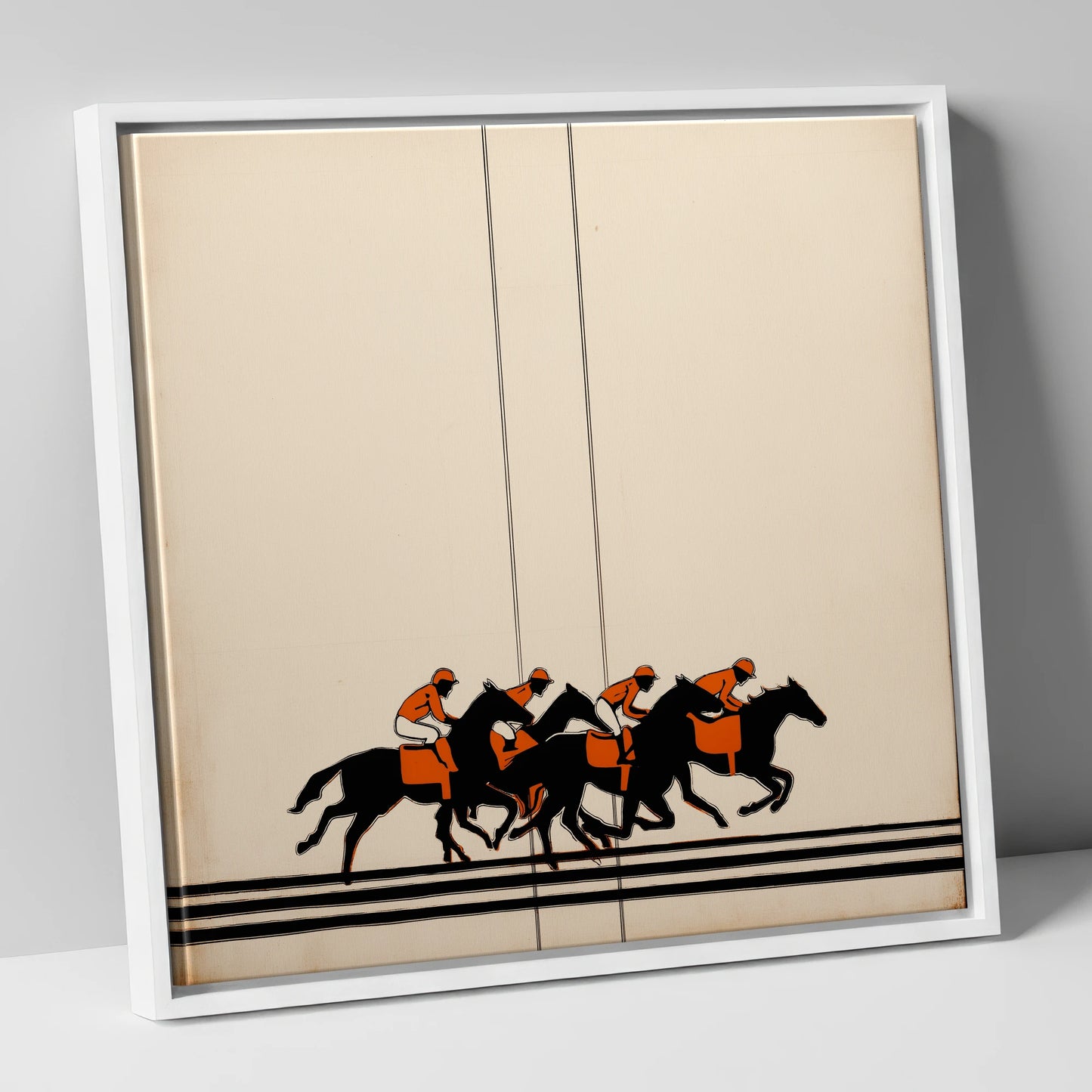 The Orange Silks racing horse canvas wall art in white frame