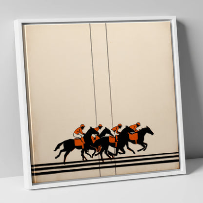 The Orange Silks racing horse canvas wall art in white frame