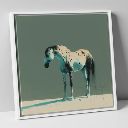 Modern Appaloosa Study horse breed canvas wall art in white frame