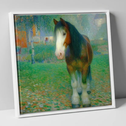 Luminous Gentle Giant horse breed canvas wall art in white frame