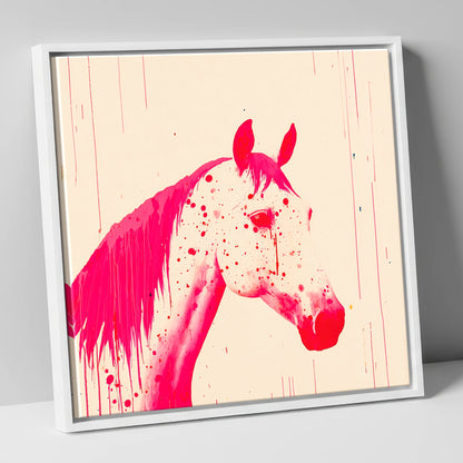 Bold Magenta Profile horse breed canvas wall art in white frame
