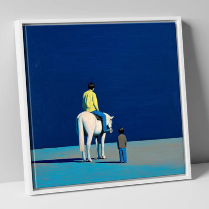 The Quiet Expanse horse & rider canvas wall art in white frame