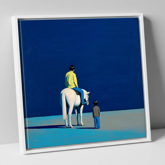 The Quiet Expanse horse & rider canvas wall art in white frame