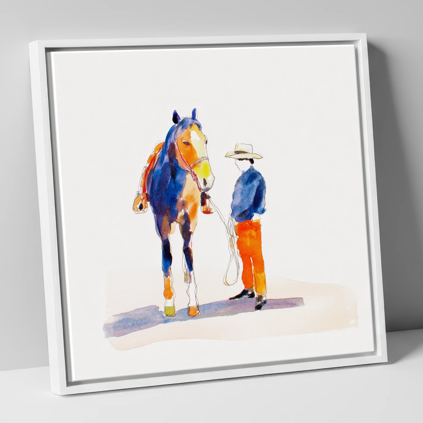Vivid Western Partnership western horse canvas wall art in white frame