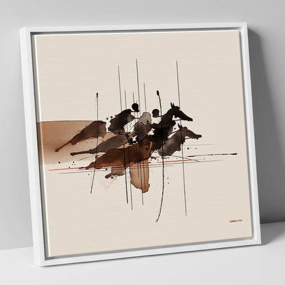 Pulse of the Turf racing horse canvas wall art in white frame