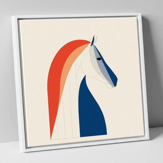 Modernist Equine Form horse breed canvas wall art in white frame
