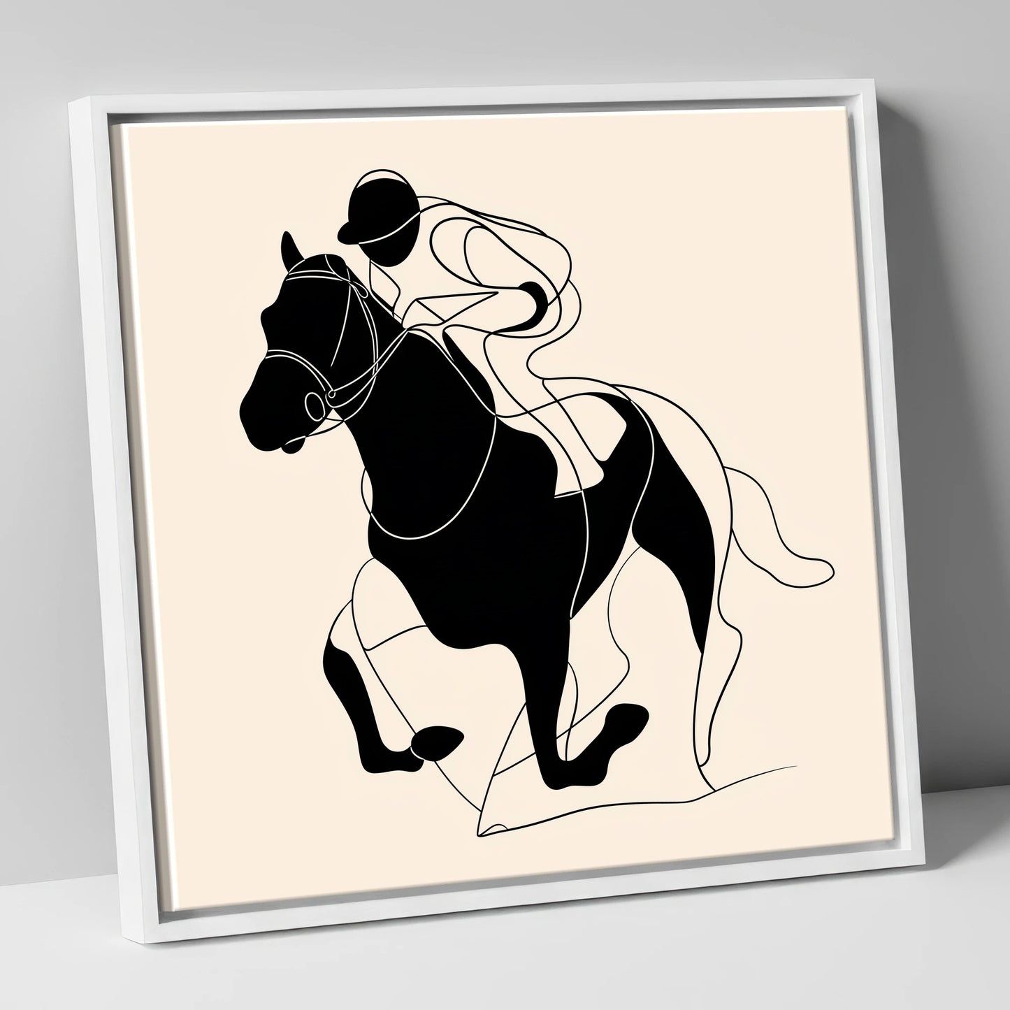 Fluid Racing Form racing horse canvas wall art in white frame