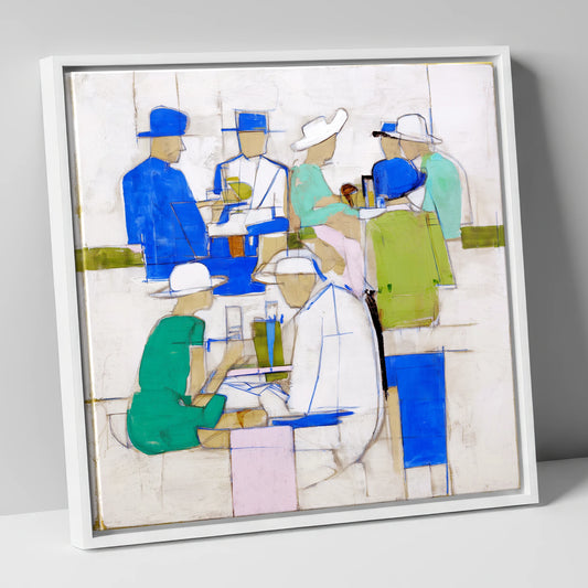 The Racing Crowd racing horse canvas wall art in white frame