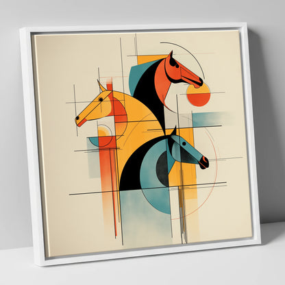 Rhythmic Racing Profiles racing horse canvas wall art in white frame