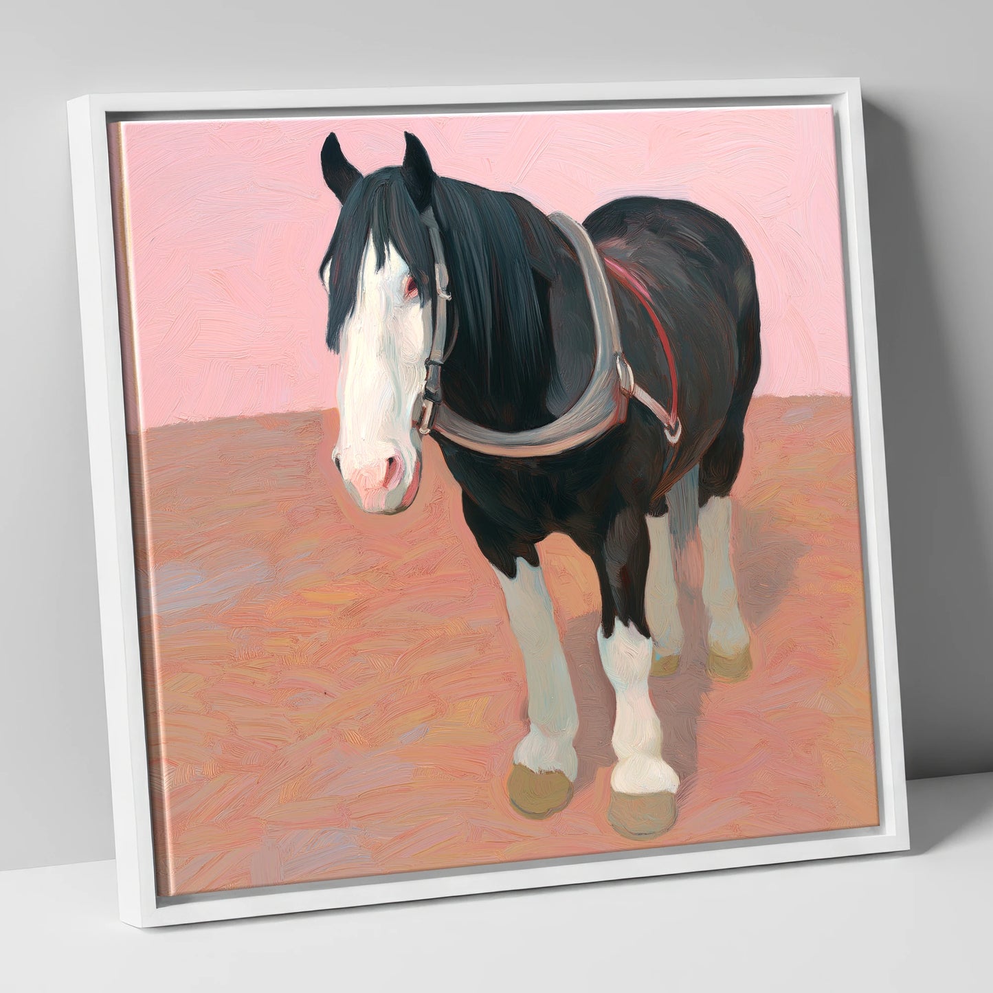 The Gentle Heavy horse breed canvas wall art in white frame