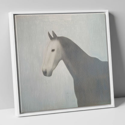 Linear Elegance horse portrait canvas wall art in white frame