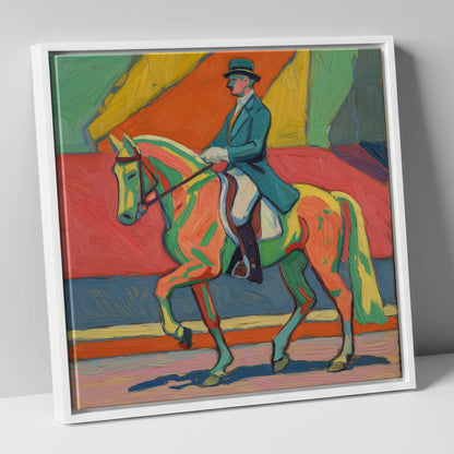 Vivid Dressage Rhythm dressage horse canvas wall art in white frame