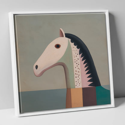 Stylised Equine Profile horse breed canvas wall art in white frame