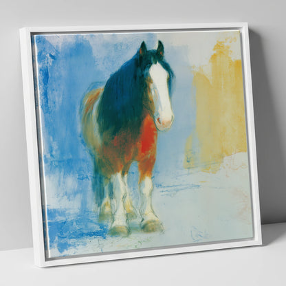 Ethereal Heavy Horse horse breed canvas wall art in white frame