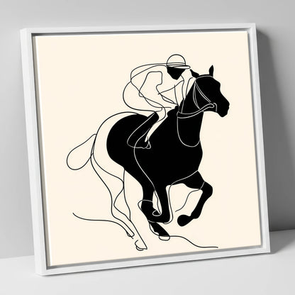 The Final Furlong racing horse canvas wall art in white frame