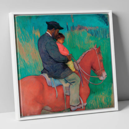 The Shared Ride horse & rider canvas wall art in white frame