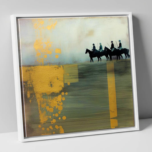 The Gilded Chukka polo horse canvas wall art in white frame