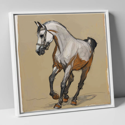 Collected Spirit horse breed canvas wall art in white frame