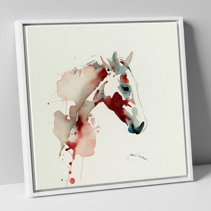 Crimson Spirit horse breed canvas wall art in white frame