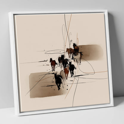Wild Herd Dynamics wild horses canvas wall art in white frame