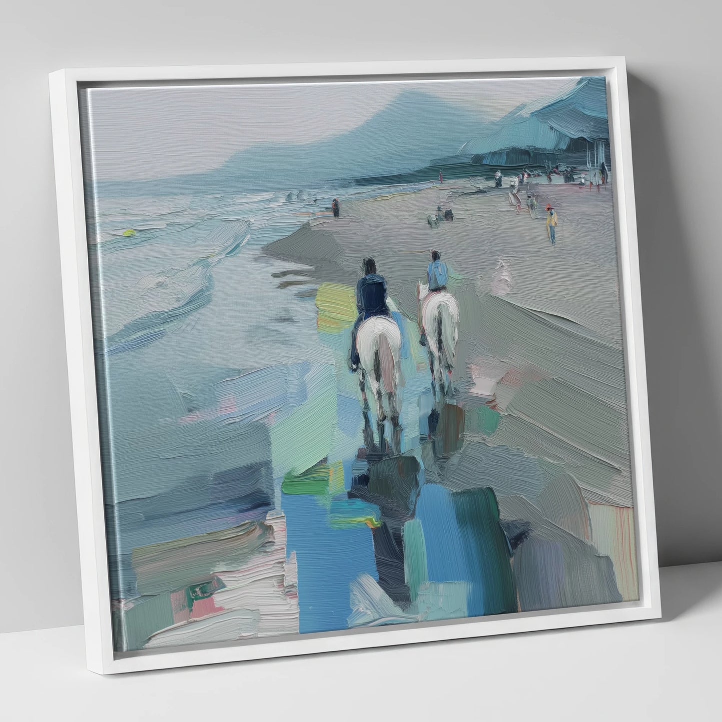 Shoreline Hack horse landscape canvas wall art in white frame