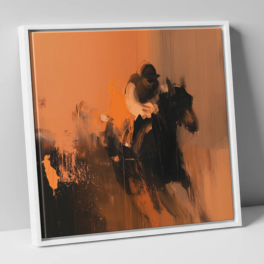 Amber Stride racing horse canvas wall art in white frame