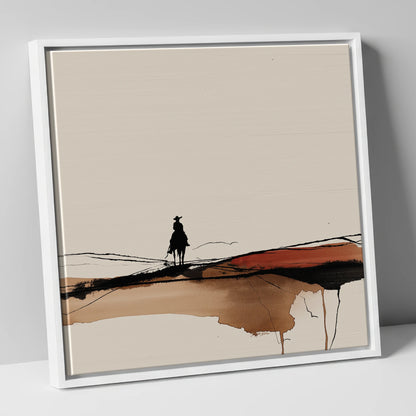Solitary Western Horizon western horse canvas wall art in white frame