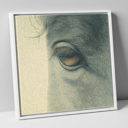 The Quiet Gaze horse portrait canvas wall art in white frame