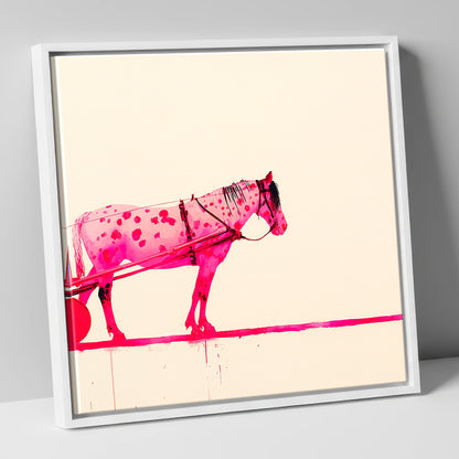 Vibrant Spotted Harness working horse canvas wall art in white frame