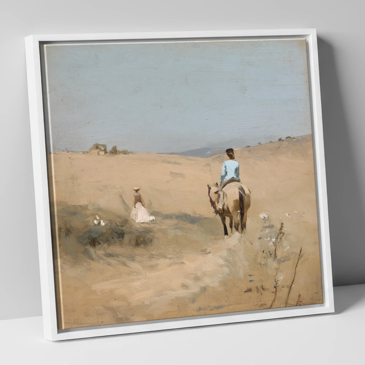 The Summer Hack horse & rider canvas wall art in white frame