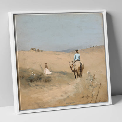 The Summer Hack horse & rider canvas wall art in white frame