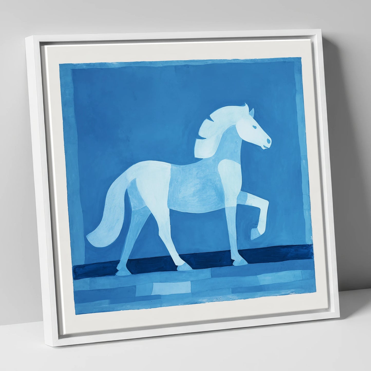 Azure Equine Form horse breed canvas wall art in white frame
