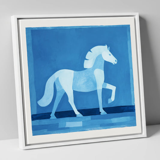 Azure Equine Form horse breed canvas wall art in white frame