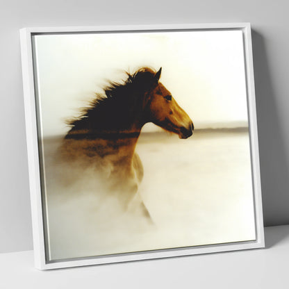 Ethereal Horizon horse portrait canvas wall art in white frame