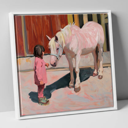 A Quiet Connection horse & rider canvas wall art in white frame