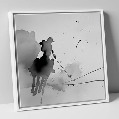 Dynamic Polo Strike polo horse canvas wall art in white frame