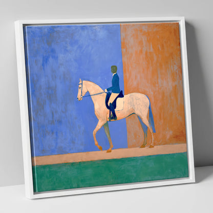Contemporary Dressage Silhouette dressage horse canvas wall art in white frame