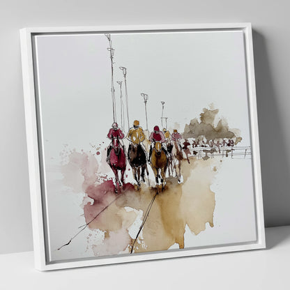 The Final Furlong racing horse canvas wall art in white frame
