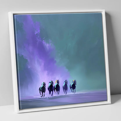 The Violet Furlong racing horse canvas wall art in white frame