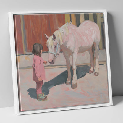 A Quiet Connection horse & rider canvas wall art in white frame