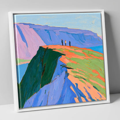 Vivid Coastal Vantage horse landscape canvas wall art in white frame