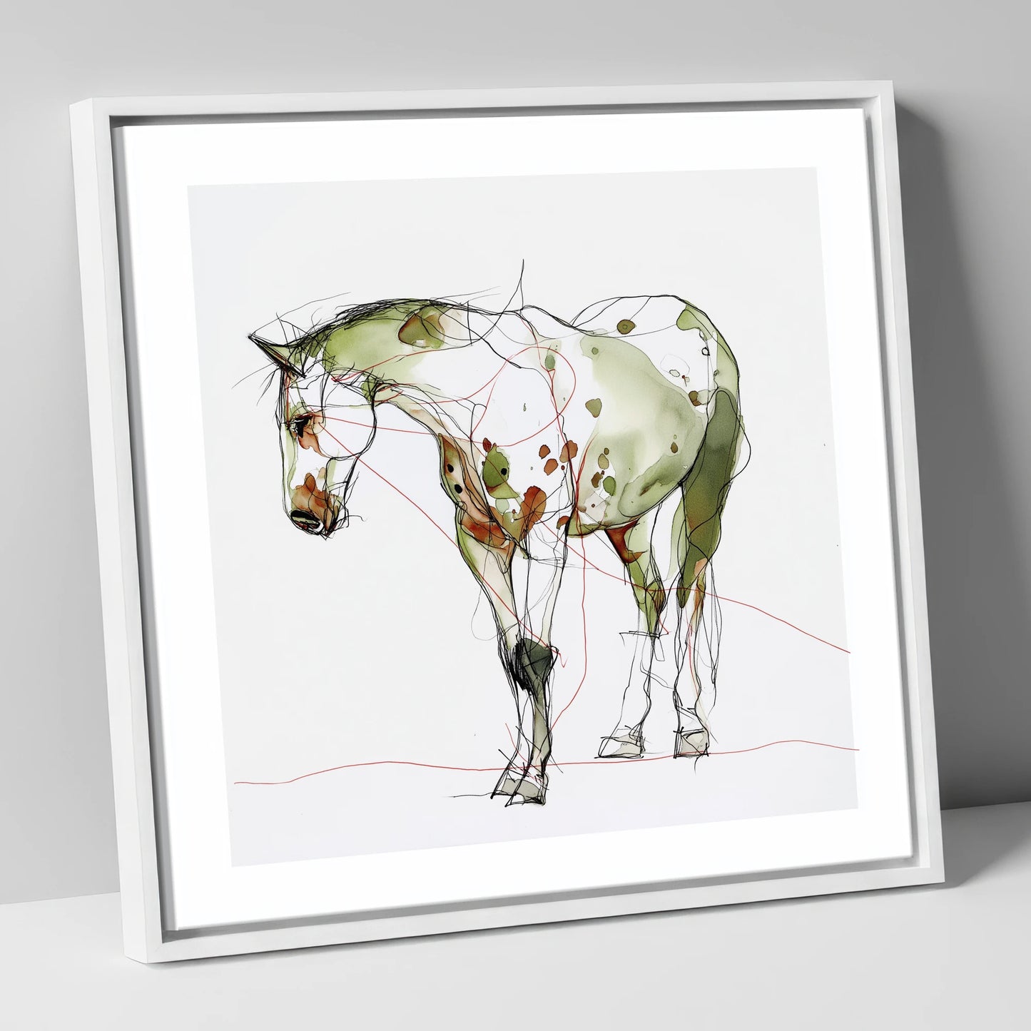 Earthy Appaloosa Contour horse breed canvas wall art in white frame