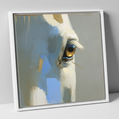 Gilded Gaze Portrait horse portrait canvas wall art in white frame