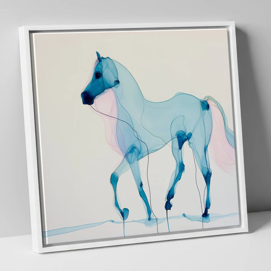 Cerulean Grace horse breed canvas wall art in white frame