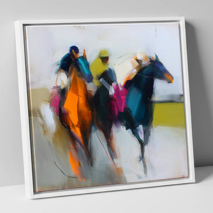 The Colour of Speed racing horse canvas wall art in white frame