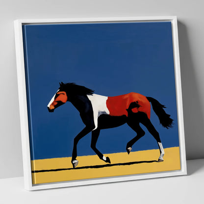 Vibrant Equine Stride horse portrait canvas wall art in white frame