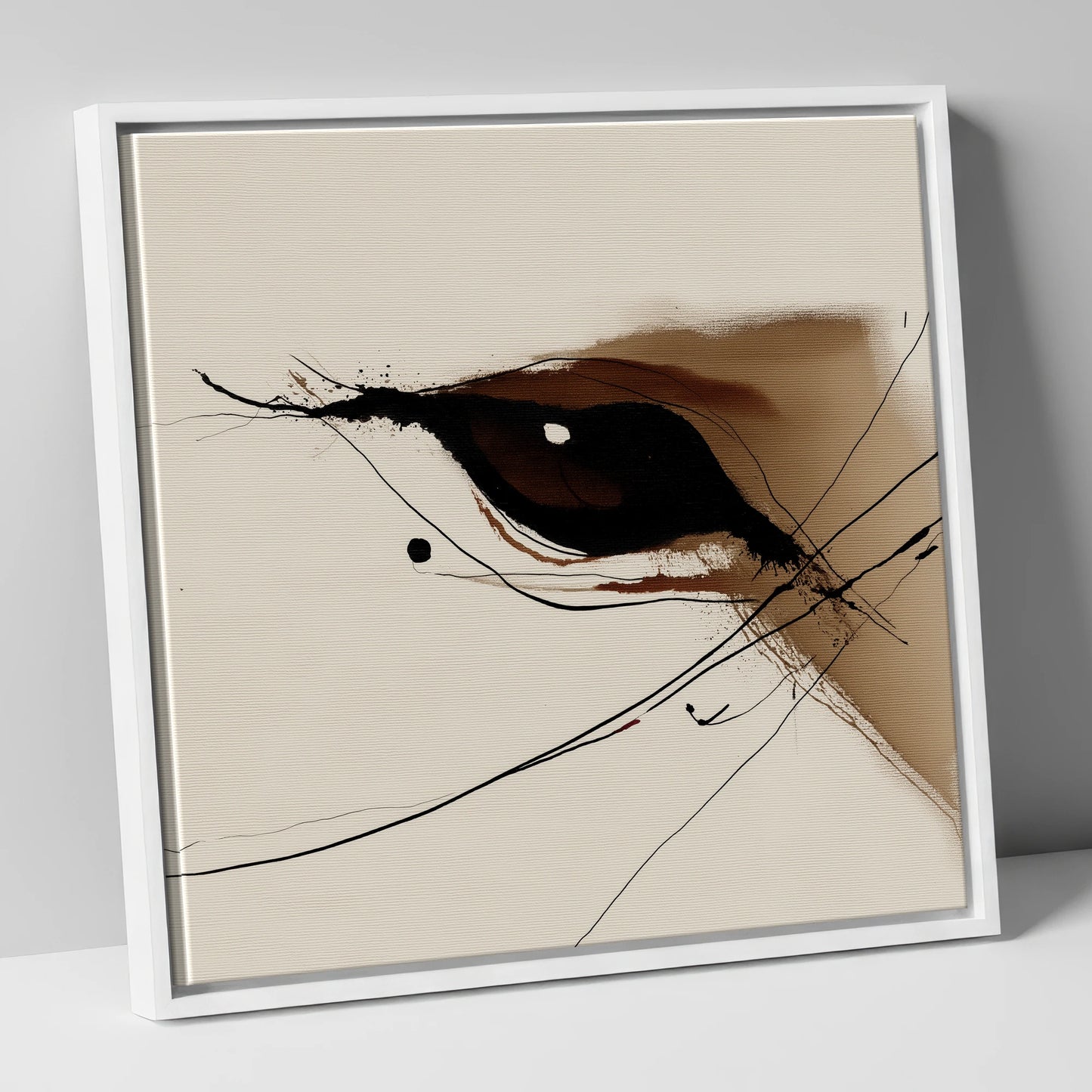 Soulful Equine Gaze horse portrait canvas wall art in white frame