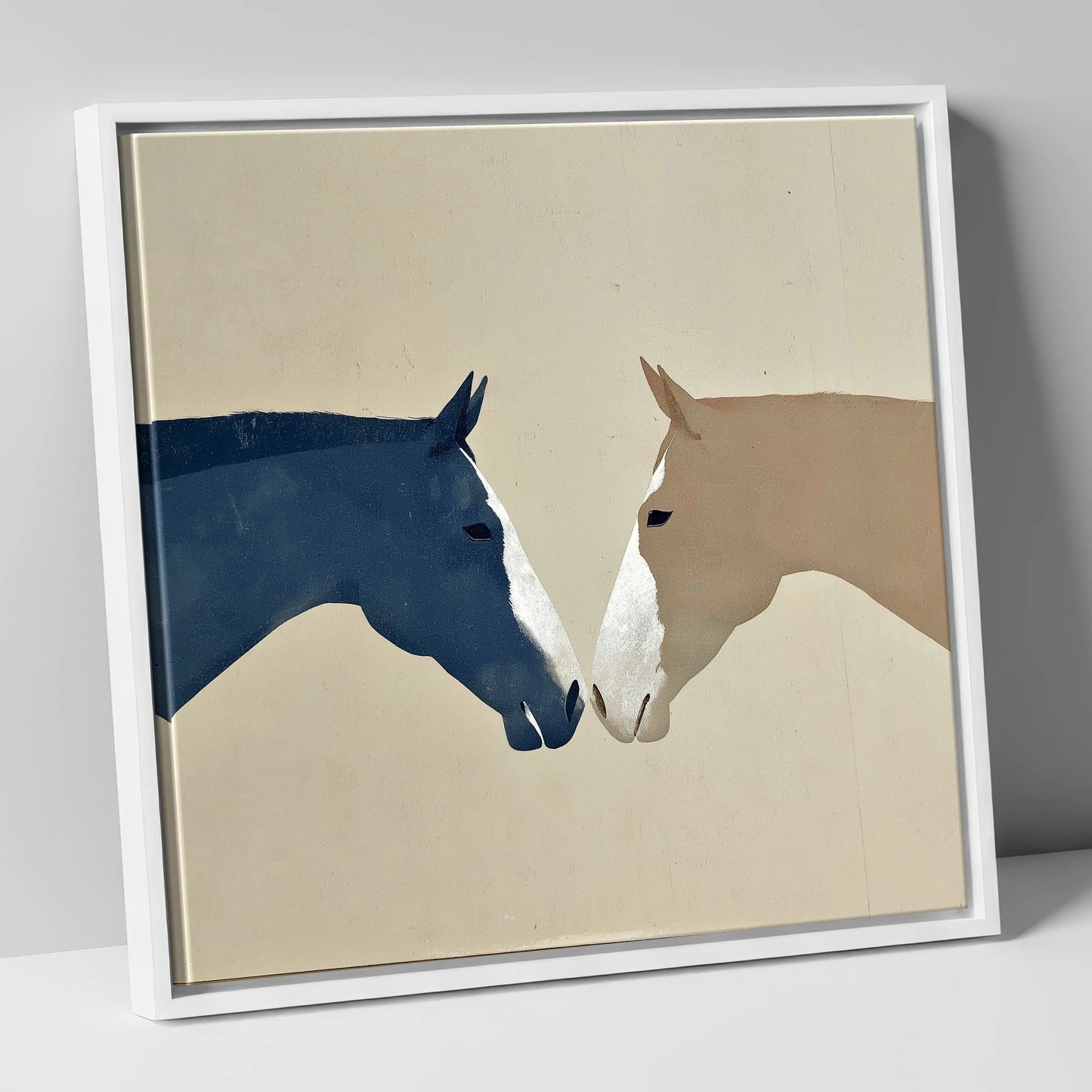 Kindred Spirits horse portrait canvas wall art in white frame