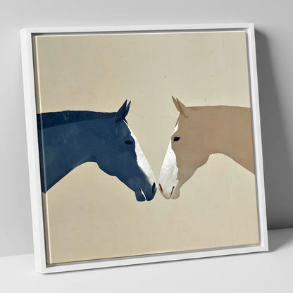 Kindred Spirits horse portrait canvas wall art in white frame