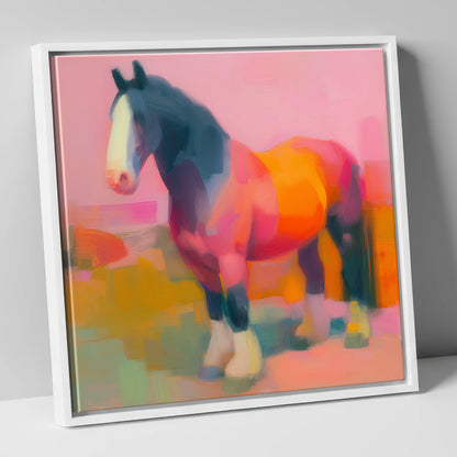 Vibrant Heavy Horse horse breed canvas wall art in white frame